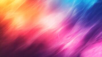 An abstract gradient art piece, with a blend of yellow, red, pink, purple, and blue colors. A soft glow emanates from the center. photo