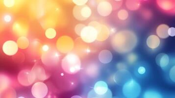 Abstract background featuring soft, out-of-focus bokeh lights in a gradient of warm and cool colors, creating a dreamy atmosphere. photo