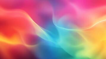 Abstract waves blend pink, red, yellow, blue, and green hues in a luminous gradient, creating a smooth, colorful, and mesmerizing background. photo