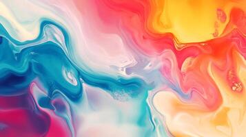 Colorful abstract swirling pattern with vibrant reds, blues, and yellows merging in fluid, marbled design. Dynamic, eye-catching. photo