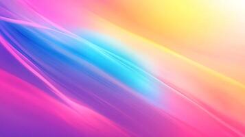 An abstract design showcases a gradient of vibrant colors, with linear streaks blending from pink and blue to yellow, evoking a sense of flow and energy. photo
