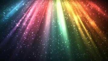 Rays of light filter through a starfield. The vibrant colors of the beams, ranging from blue to red, create a spectacle of light. photo