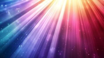 Radiant light streams down in a spectrum of blues, purples, pinks, yellows, and reds, creating a colorful, ethereal ambiance. photo