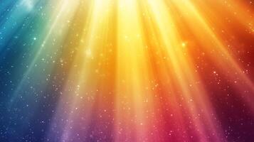 Radiant rays of light and celestial dust cascade across a gradient of rainbow hues, conjuring a mesmerizing abstract spectacle. photo