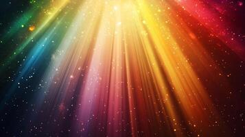 Radiant light beams cascade across a cosmic canvas, illuminating the darkness with a spectrum of colors and shimmering stars. photo