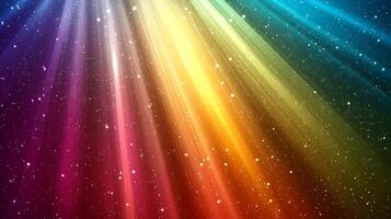 A vibrant rainbow of light rays and glittering particles creates a stunning and magical celestial effect. A colorful burst of spectrum. photo