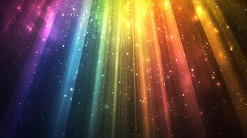 Radiant rainbow spectrum of luminous beams cascades in a mesmerizing display of light and color, like celestial rain. Abstract art. photo