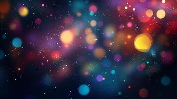 An abstract space scene of colorful bokeh and stars. A festive, otherworldly feeling full of color and light creates a unique background. photo