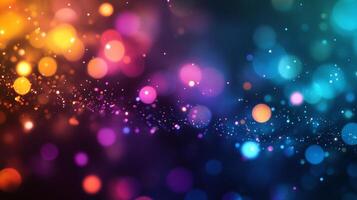 A mesmerizing display of vibrant bokeh lights dancing across the dark backdrop, creating a dynamic and abstract visual experience. photo