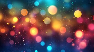 Vibrant bokeh lights create a magical atmosphere with colorful hues. Perfect for backgrounds, overlays, or adding a festive touch. photo