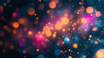 A vibrant display of glowing orbs creates a mesmerizing bokeh effect, blending warm and cool tones for a dreamlike visual experience. photo