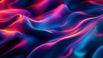 Abstract waves of vibrant pink, blue, and yellow blend seamlessly, creating a captivating and mesmerizing visual effect. Fluid and dynamic forms photo