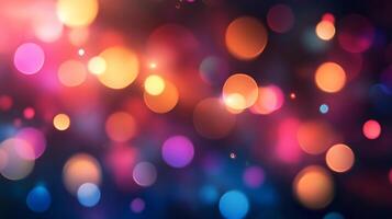 A vibrant and dreamy background of blurred colorful light circles, creating a bokeh effect perfect for adding a touch of magic to any design. photo