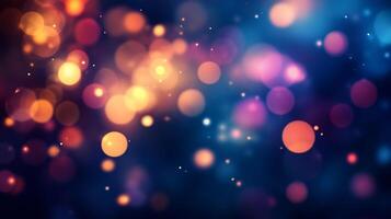 Abstract bokeh lights create a vibrant and dreamy atmosphere, perfect for adding a touch of magic and elegance to any background. photo