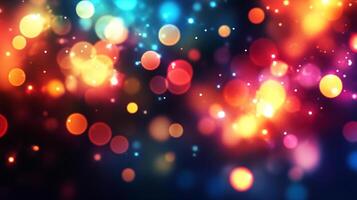 A vibrant array of bokeh lights creates a festive and abstract scene, with colorful specks creating a magical ambiance. photo