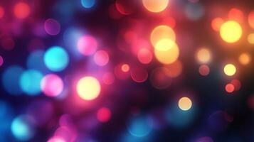Abstract background of glowing colorful lights. Blurred effect, creating soft and dreamy aesthetic. Perfect for festive themes. photo