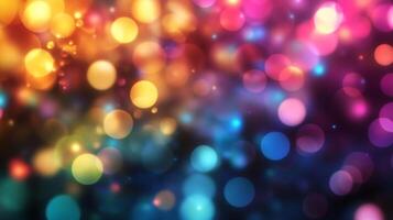 A dazzling array of soft, blurred lights in a vibrant color palette creates an ethereal and mesmerizing visual experience. photo