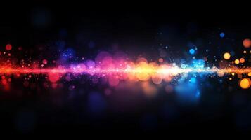 Vibrant and dazzling colorful light streaks across a dark background, creating a dynamic and captivating visual experience. The colors blend beautifully. photo