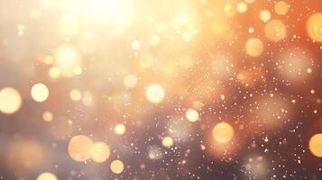 Abstract shimmering background with bokeh lights and scattered particles, creating a festive and magical atmosphere of celebration. photo