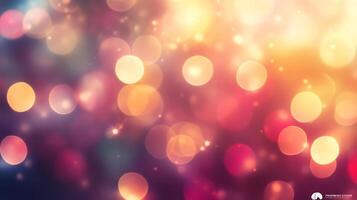 Abstract background with a festive atmosphere, featuring colorful, out-of-focus lights creating a magical, dreamlike quality. photo