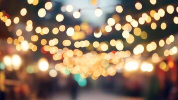 Blurred lights create a warm and inviting atmosphere, perfect for celebrations or relaxing evenings under the soft glow. photo
