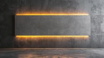 Minimalist concrete wall with ambient LED lighting, creating a modern, architectural accent in a neutral-toned space, perfect for artistic display. photo