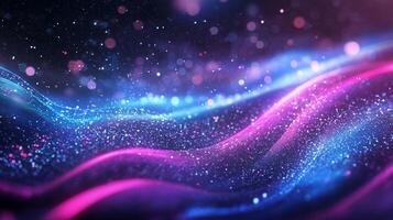 Ethereal waves of glowing particles create a dreamy, cosmic atmosphere. The colors blend seamlessly, evoking a sense of wonder and magic. photo