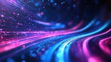 Dynamic flow of vibrant pink and blue light streams, creating a futuristic data or energy current effect. Abstract technology background. photo