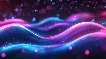 A vibrant and energetic abstract background with flowing neon lines and sparkling particles, creating a dynamic and modern feel. photo