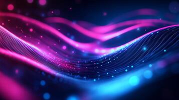 Abstract waves of flowing, digital information create a dynamic display, ideal for technology or design. Futuristic, modern aesthetic. photo