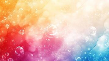 A vibrant, watercolor-style abstract background with floating bubbles, blending a rainbow of colors into a dreamlike, textured surface. photo