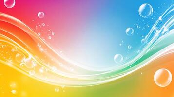 A vibrant and dynamic abstract background featuring rainbow colors, flowing lines, and sparkling bubbles for a sense of energy and visual appeal. photo