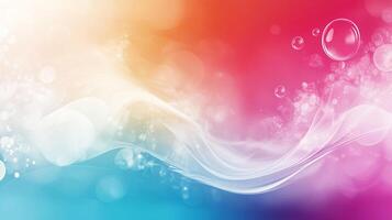 An abstract image showcasing a vibrant blend of colors, gentle waves, and floating bubbles, creating a dreamy and ethereal atmosphere. photo