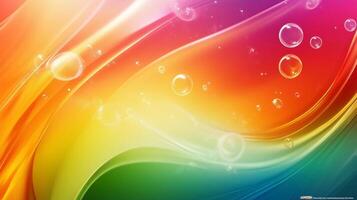 Vibrant colors, flowing lines, and transparent bubbles create a dynamic and modern abstract design perfect for wallpapers and backgrounds. photo