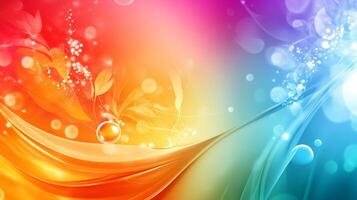 A vibrant, multi-colored abstract image featuring a blend of warm and cool tones, with flowing lines and bokeh effects, showcasing a dynamic visual. photo