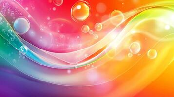Abstract gradient background with a vibrant palette. Bubbles and flowing lines create depth and visual interest for a modern design. photo