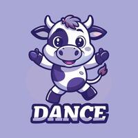 Adorable Dancing Cow Mascot Character in Format for Logo or Branding vector