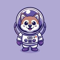 Adorable Shiba Inu Dog Dressed in a Space-Themed Spacesuit Character vector