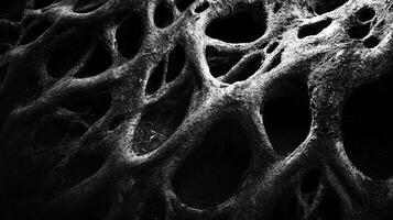 Abstract image of dark, interconnected voids with organic, root-like texture. Great for backgrounds and atmospheric design. photo
