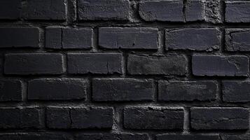 Monochromatic black brick wall with visible texture and aging, creating a unique and visually interesting surface for backgrounds and designs. photo