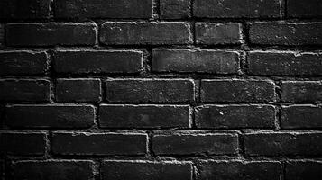 A stark, black brick wall creates a textured monochrome background. Perfect for adding depth and contrast to your design projects. photo