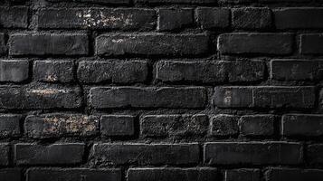 Dark brickwork creates a textured, solid pattern, offering a rugged and resilient aesthetic. The black bricks exude strength and elegance. photo