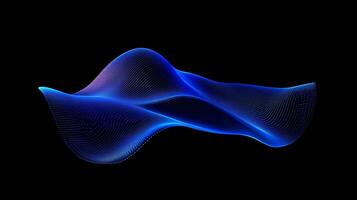 Abstract waveform design with neon blue digital mesh effect on a black background, perfect for tech, modern or futuristic presentation photo