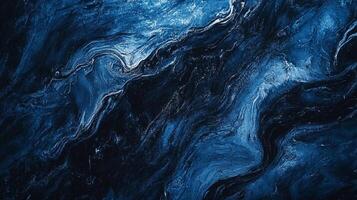 Abstract artwork featuring dynamic swirls and patterns in deep and light blue hues, resembling flowing water or celestial skies. photo