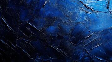 Abstract painting in dark blue tones evokes a sense of depth and mystery, with textured brushstrokes creating a dynamic and visually appealing piece. photo