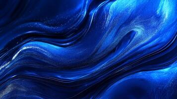 An abstract depiction of flowing blue forms, reminiscent of water or liquid, showcases depth and movement through light and shadow gradients. photo