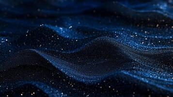 Abstract flowing, sparkling, grainy midnight-blue background. It resembles a shimmering, dark-blue, glittery sand dune landscape. photo