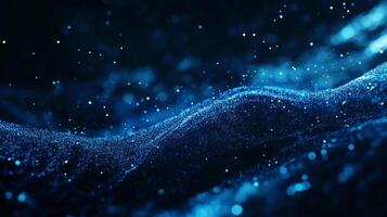 Abstract blue landscape of luminous dots evokes a sense of depth and wonder, perfect for technological or futuristic concepts. photo