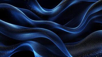 Abstract waves flow with an artistic dark blue gradient, glittering like stars, creating a magical, elegant, and sophisticated ambience. photo