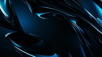 Abstract flowing shapes of liquid metal shimmer in dark blue tones, creating a visually stunning and modern aesthetic that is captivating. photo